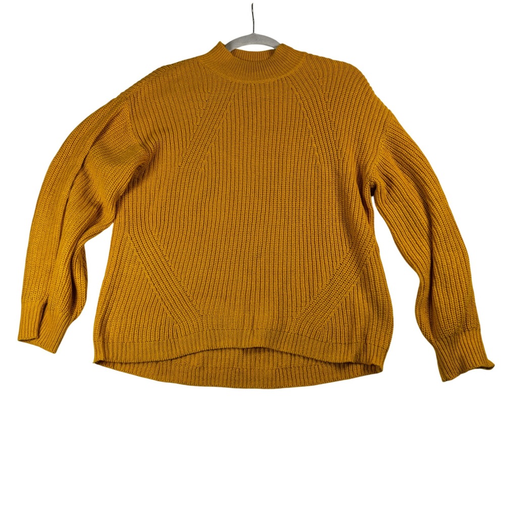 Old‎ Navy Womens Sweater Ribbed Knit Mock Neck Mustard Yellow Size M Pullover